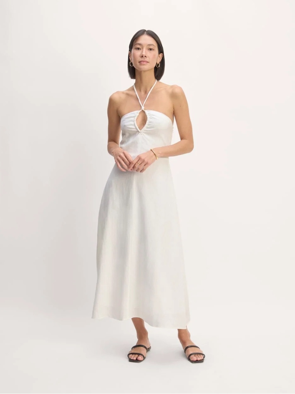Everlane Linen Halter-neck Midi Dress in White Size 10
